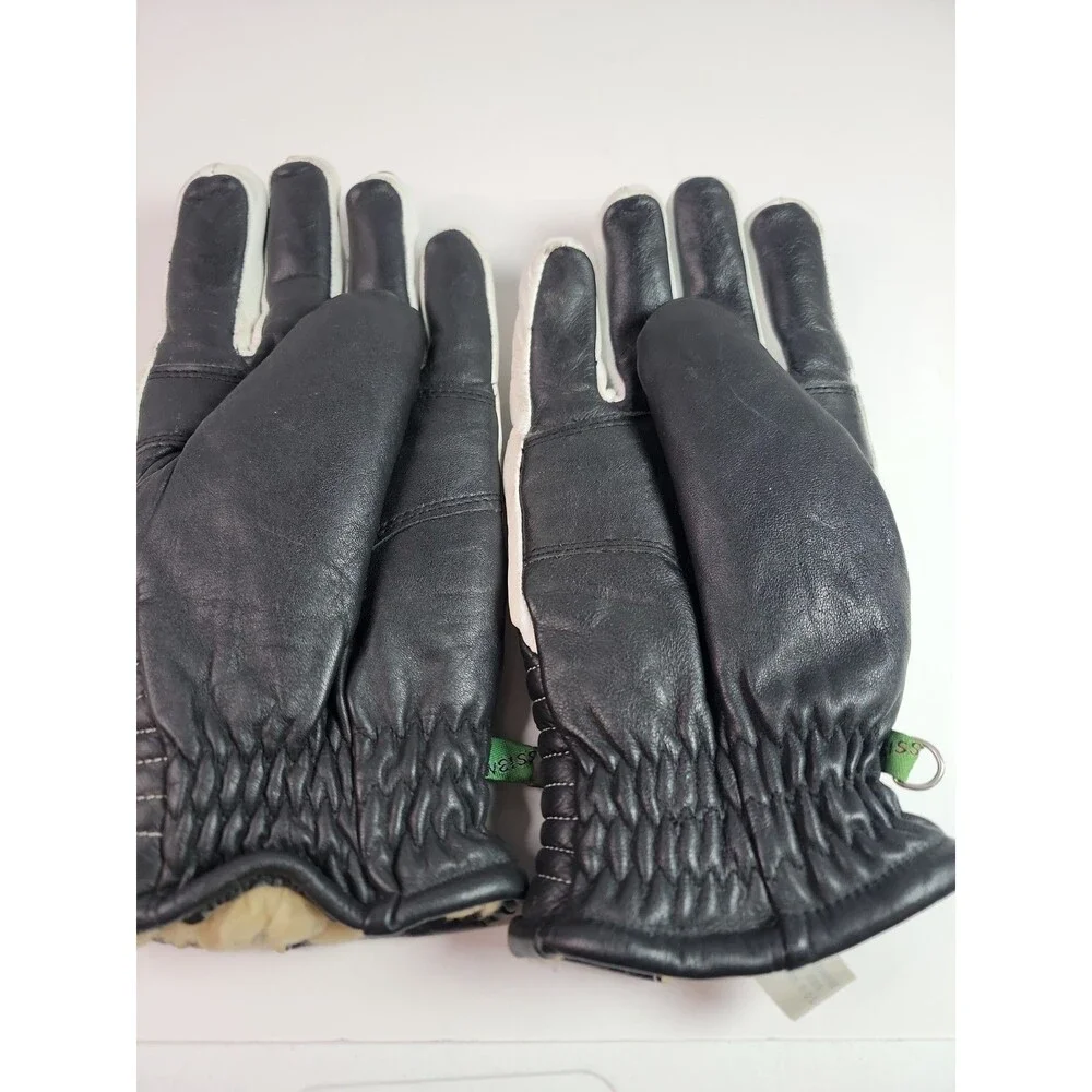 Vintage Kästle Leather Ski Gloves Mens L Black White Genuine Cowhide Taiwan